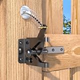 JZVXX 2Pack Gate Latch with Spring Cable Pull for Fence Gate - Carbon Steel - Black,Self Locking Fence Gate Latch,Gate Latch for Wooden Fence,Fence Door Latch (2, Black)