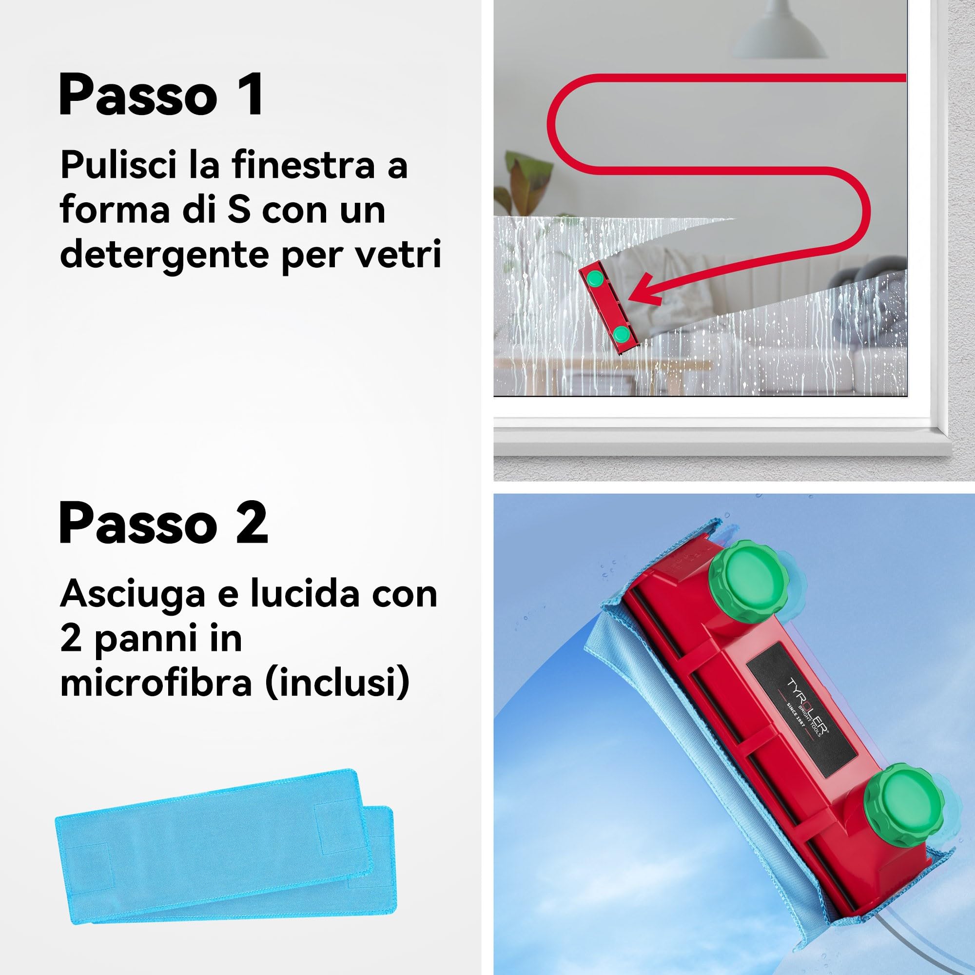 Tyroler Il Glider D-4 Lavavetri Magnetico per Doppio Vetro | Per Vetri Singoli, Doppi o Tripli 2-40mm | Pulisci Vetri Magnetico Doppio Vetro | Pulitore Vetro Magneticos, Lavavetri Finestre Magneticos