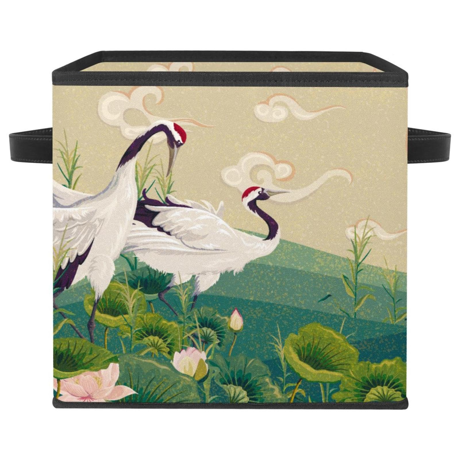 Organisateur de placard en tissu motif grue pour chambre à coucher ordonnée