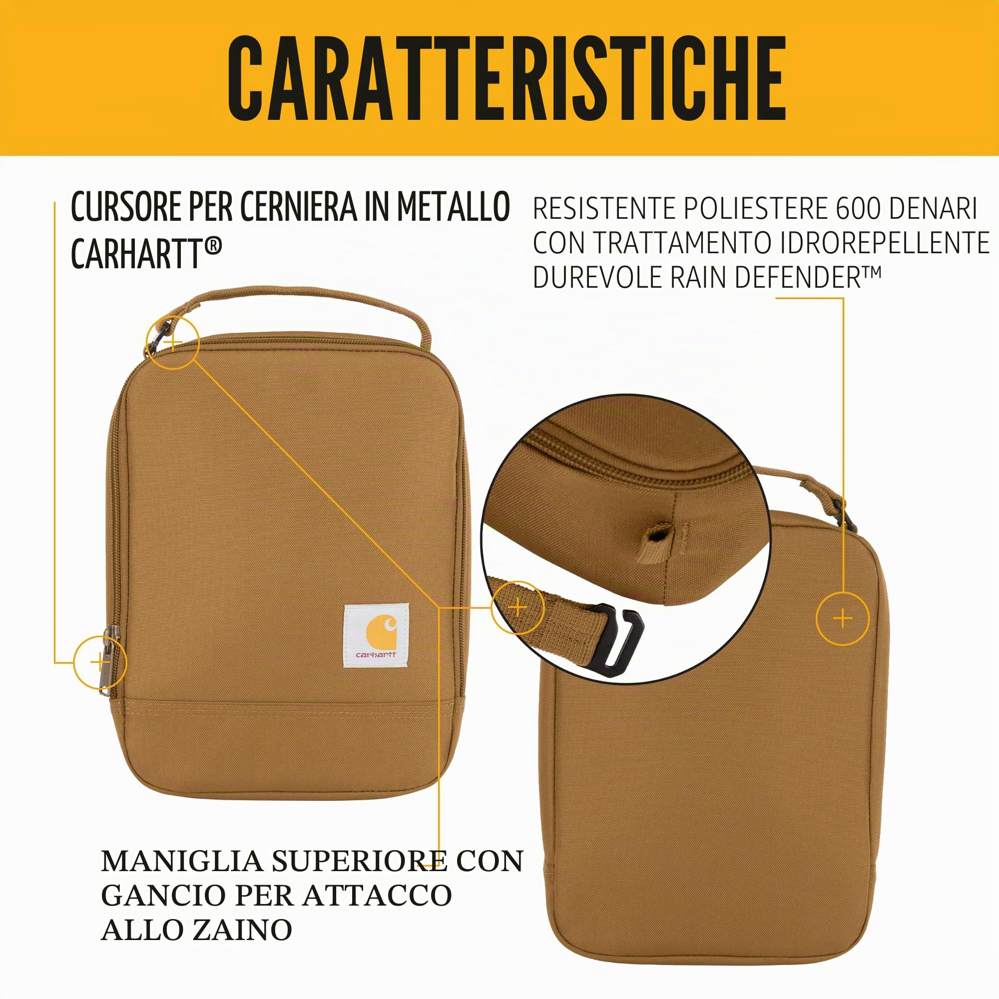 Carhartt Borsa termica per il pranzo, per uomini e donne, completamente isolata, pallida per lavoro, all'aperto e uso quotidiano, nero