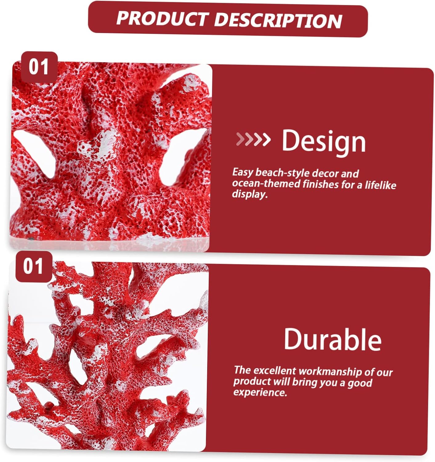 VOSAREA Artificial Coral Aquarium Decoration Premium Coral Ornament for Fish Tank Lifelike Underwater Plant Adornment for Home and Office Use