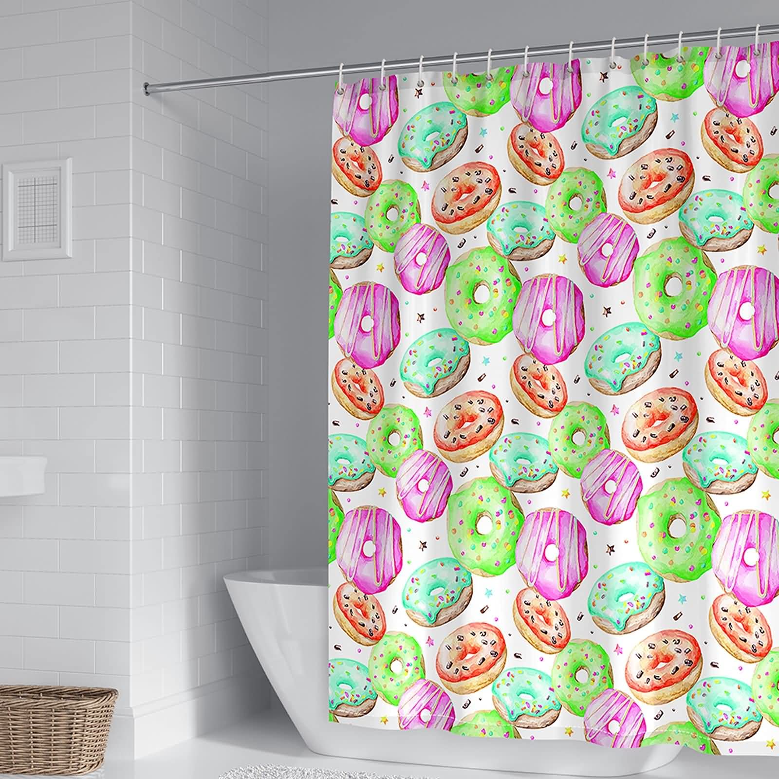 Cortinas de ducha modernas, 72 x 72 pulgadas, varios patrones de rosquillas, poliéster, multicolor, 180 x 180 cm, decoración de bañera