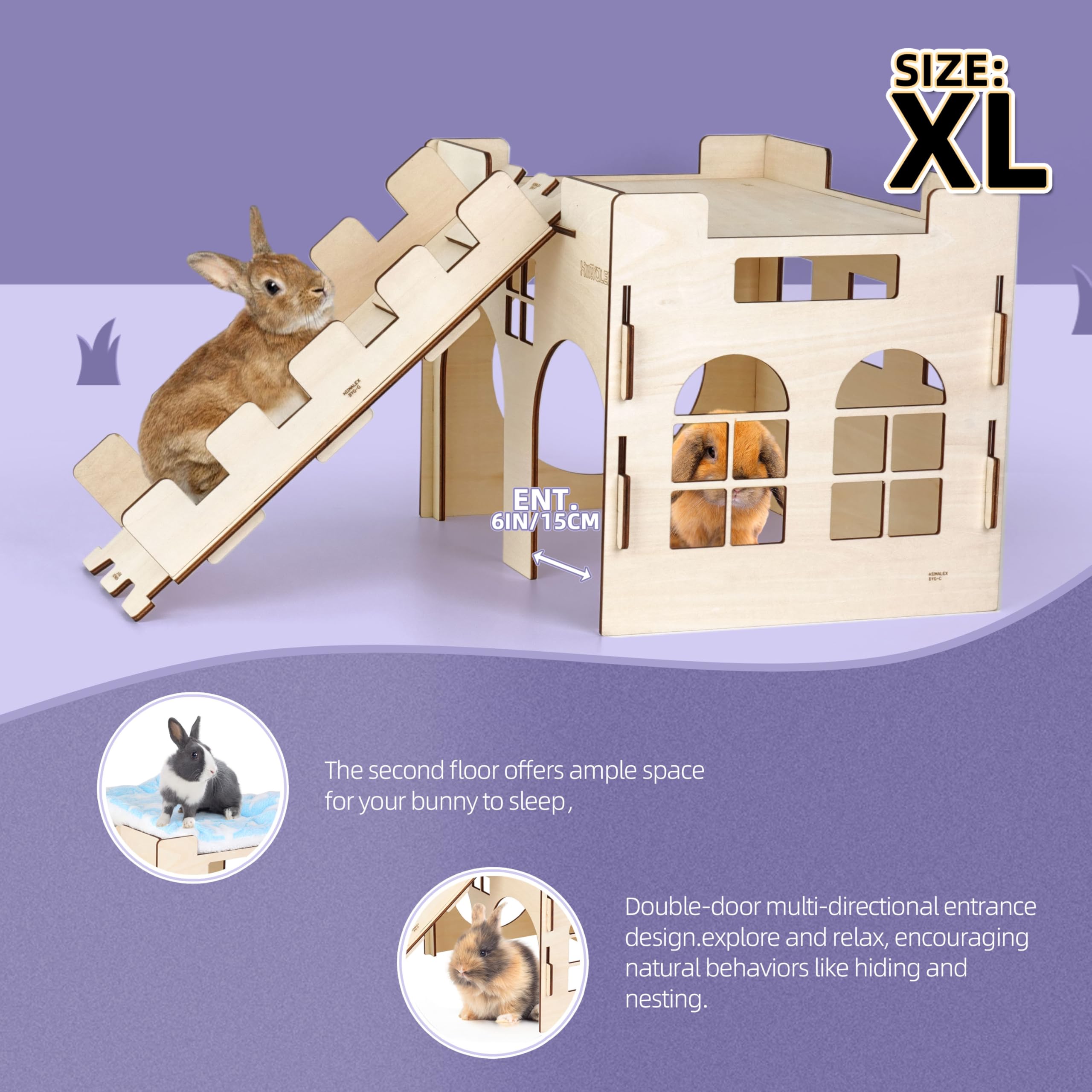 hiimalex Caja de regalo de conejo: castillo de conejo con rampa, cama de felpa, túnel colorido para conejos de interior para jugar, esconder casa con escaleras, tubo, cama de felpa para conejos,