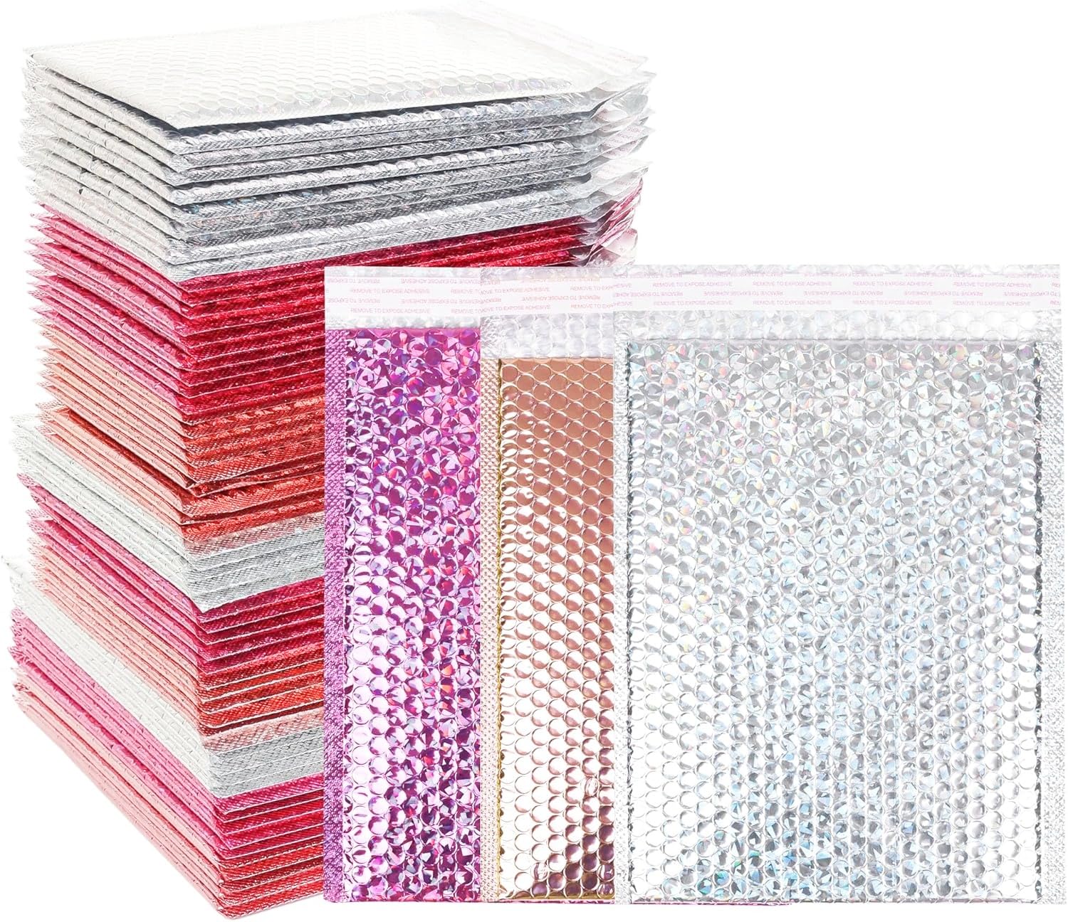 60 sobres de burbujas, bolsas de envío autosellables con 3 tamaños (11 x 9 pulgadas, 9 x 7 pulgadas, 7 x 6 pulgadas), sobres de burbujas coloridos sellables para suministros de embalaje de