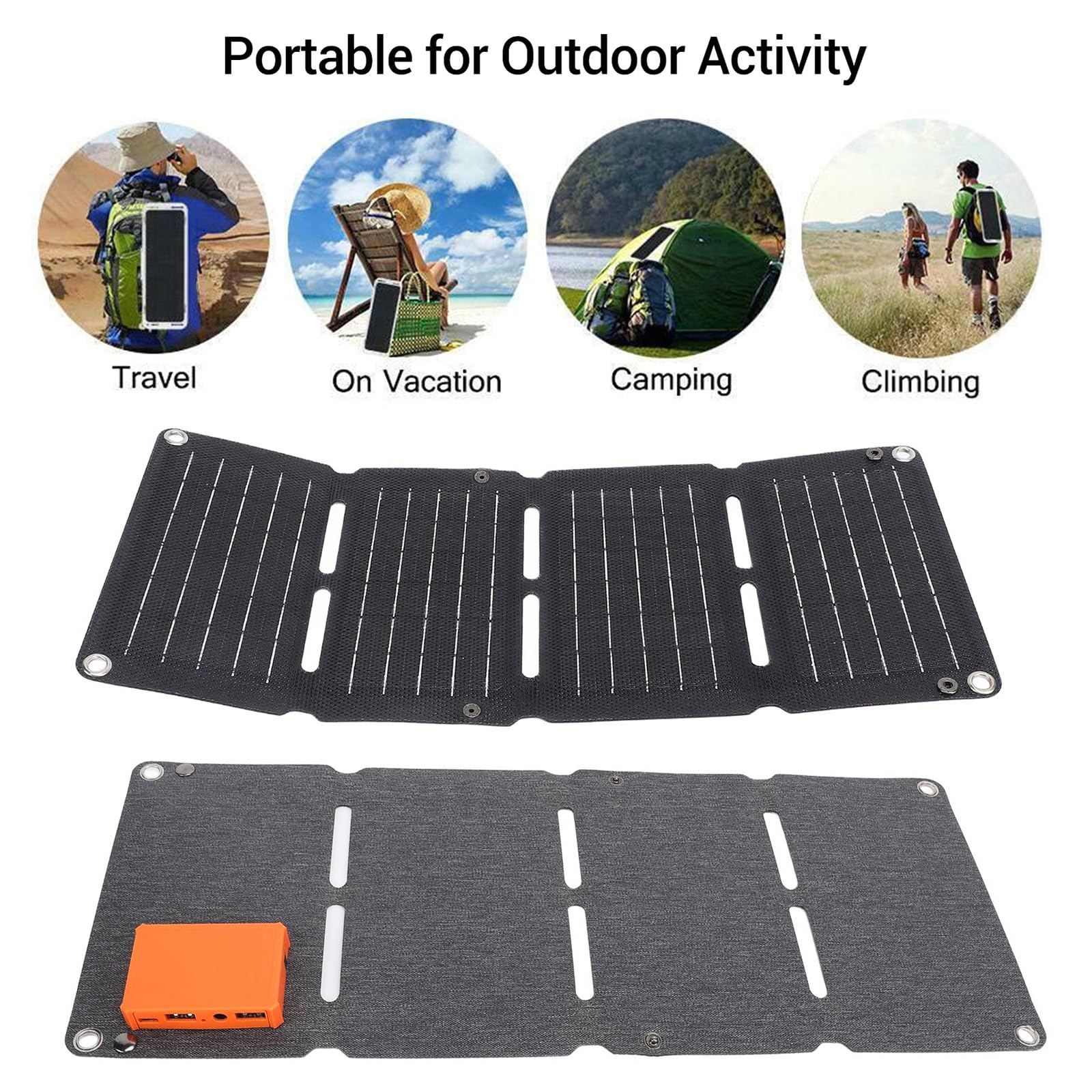 Pannello solare pieghevole ETFE ad alta efficienza 40W con USB e uscite Accessorio portatile per campeggio e zaino in spalla Pannello solare pieghevole