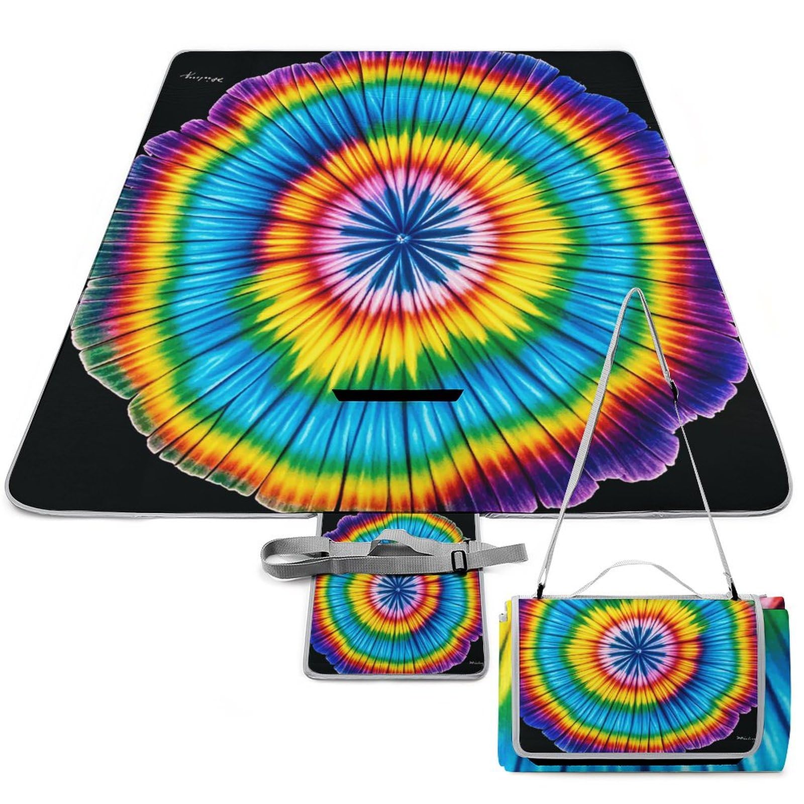 Couverture de pique-nique voyage tie-dye 147 x 147 cm tapis de plage bohème chic