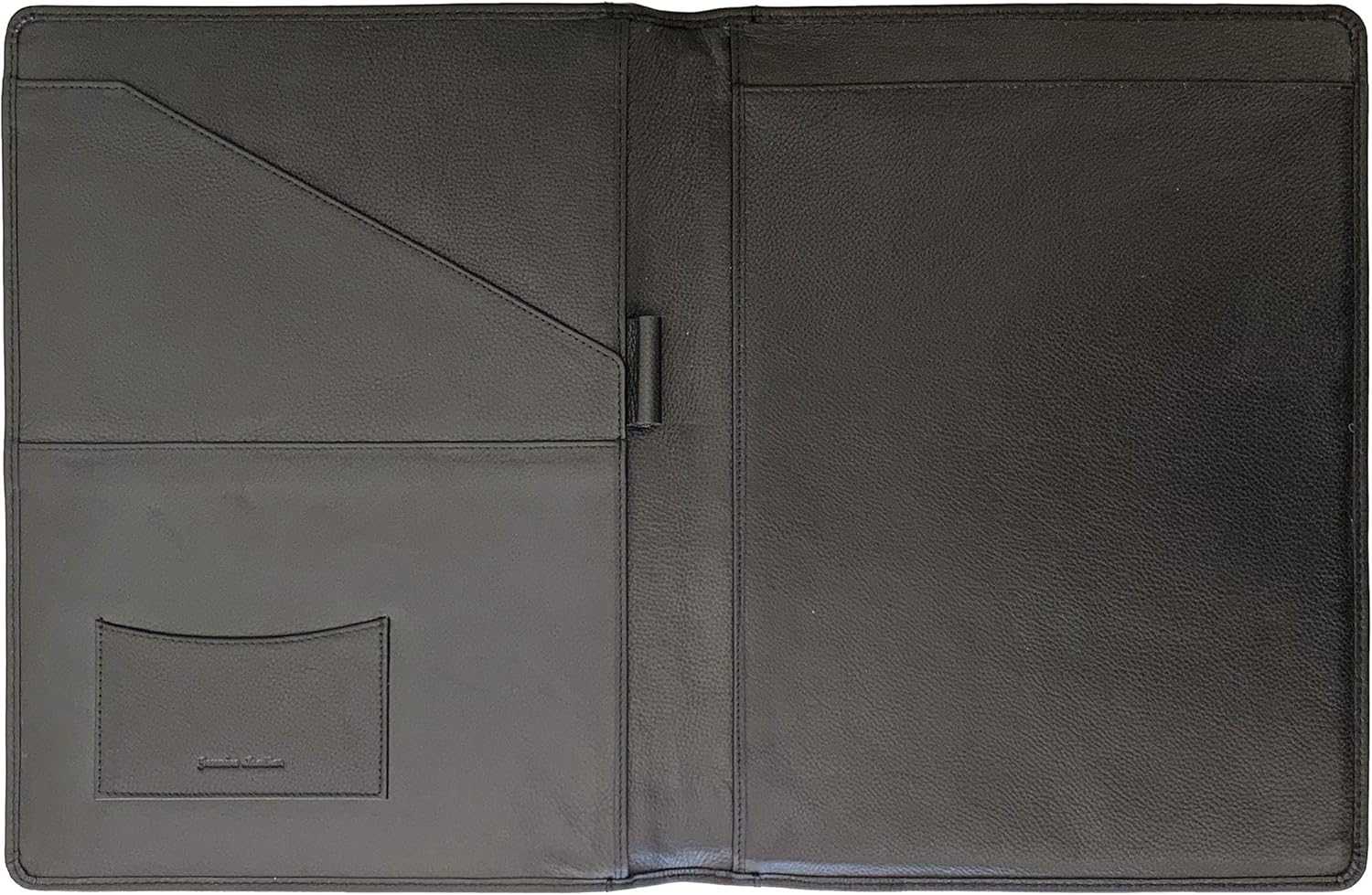 Personalized Premium Genuine Leather Portfolio Folder, Padfolio for Men and Women, with Business Card Holder, Pockets, Pen Loop, Document Organizer - Black