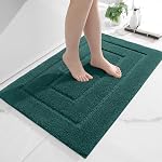 Kitinjoy Small Bath Mat, Soft and Absorbent Microfiber Bath Rugs, Non-Slip Shaggy Bath Carpet, Machine Wash Dry Bath Mats for Bathroom Floor, Tub and Shower, 24" x 16", Dark Green