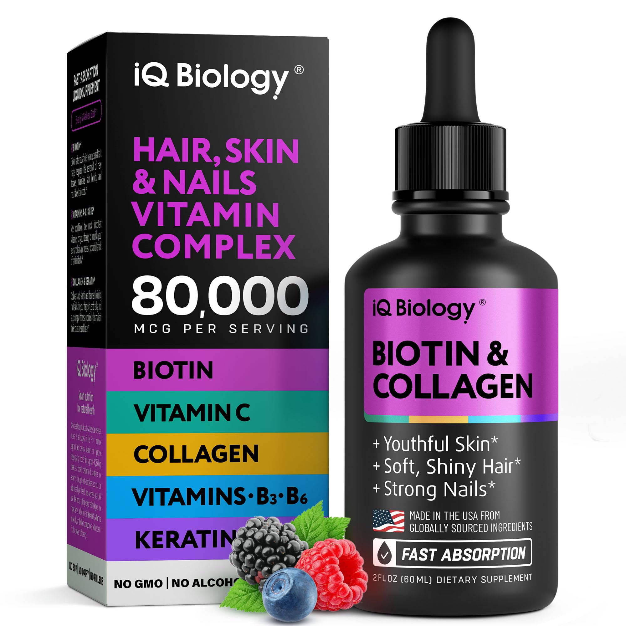 IQ Biology Liquid Biotin for Hair Growth