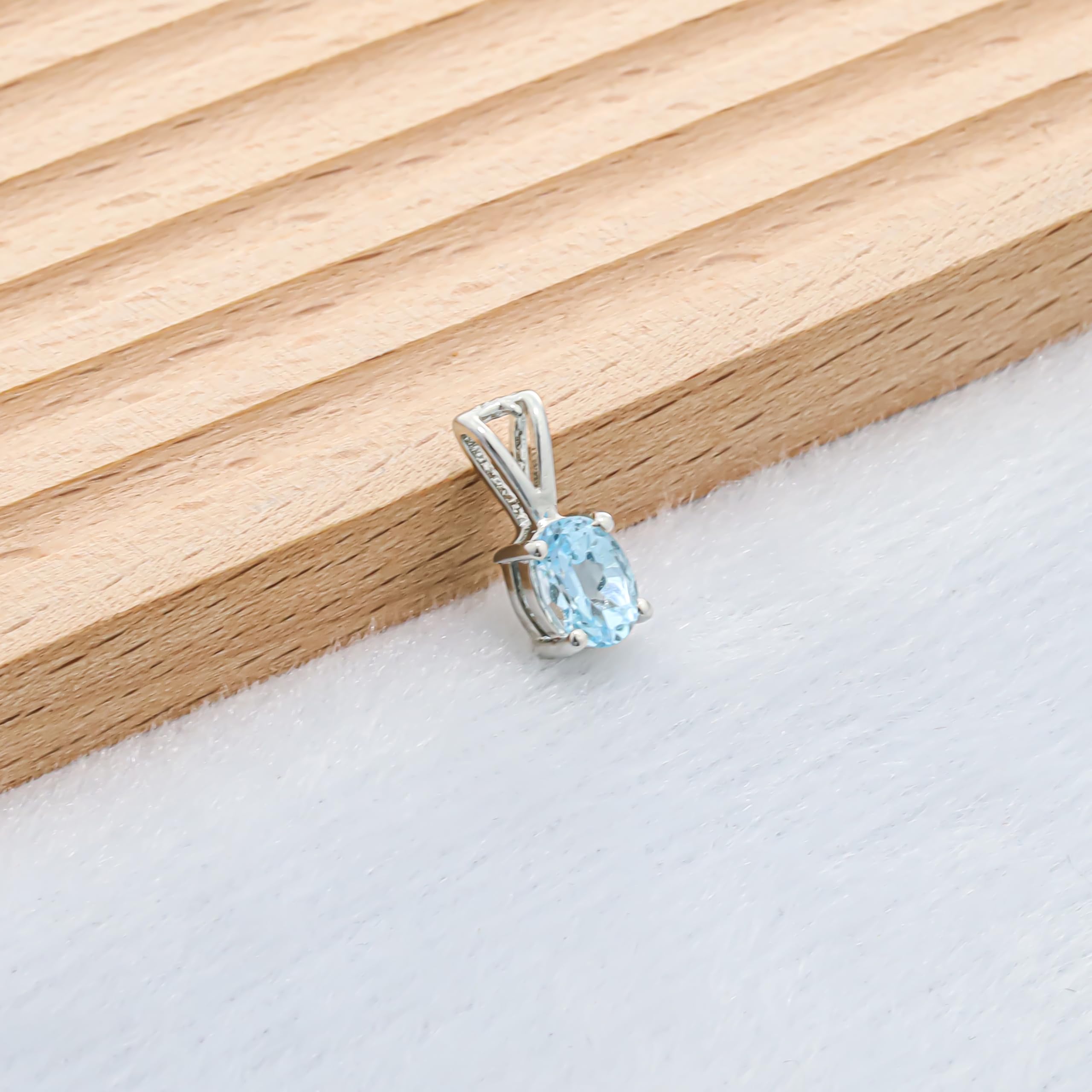 Pendentif en argent sterling 925 avec topaze bleue et breloque bohème ovale de 5 x 7 mm pour femme, bijoux SP-614