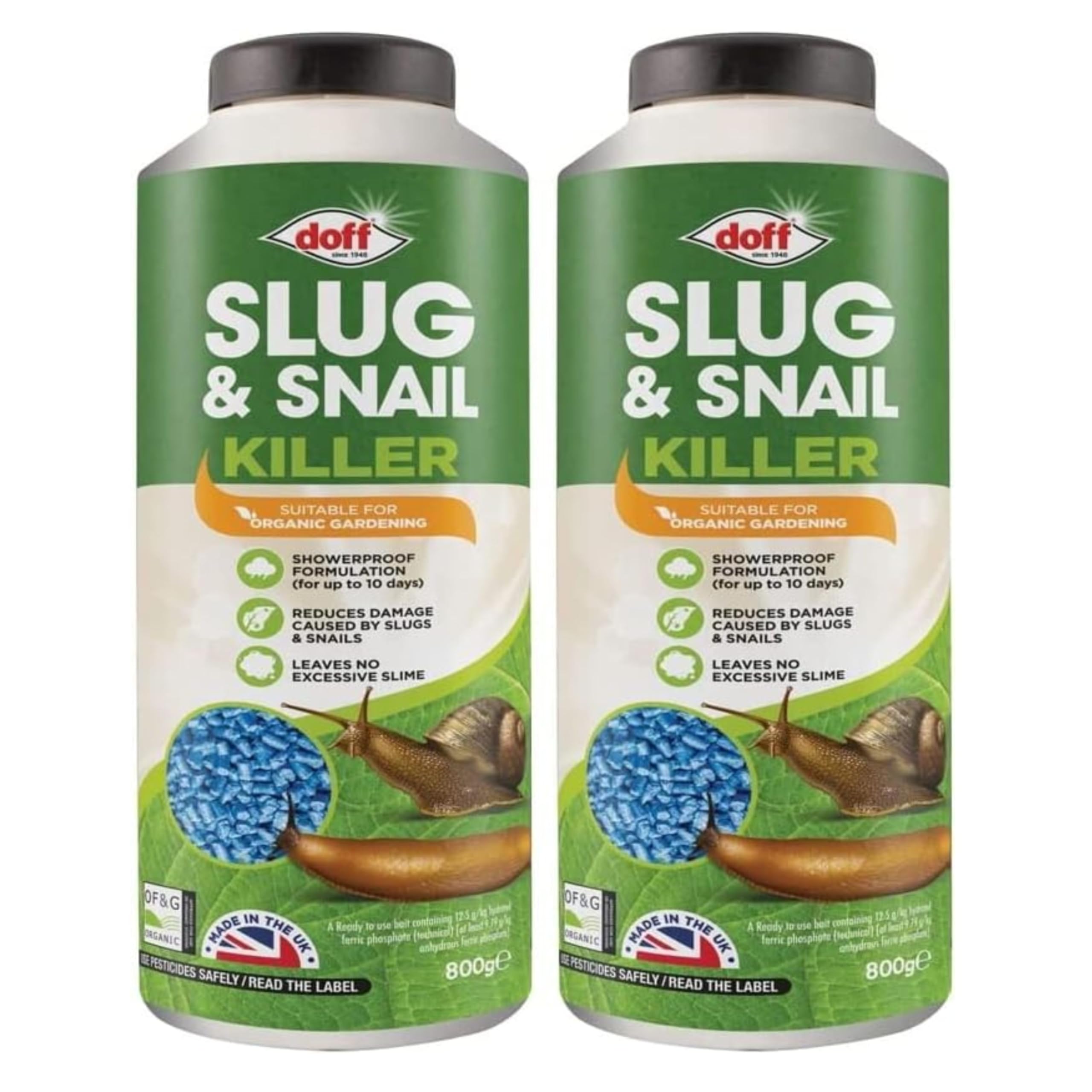 GAM Slug Pellets 800g – Fast Acting Slug & Snail Killer for Garden and Home Use, Maximum Protection, Long Lasting & Approved for Organic Growing Slugs Killer Pellets (Pack of 2)
