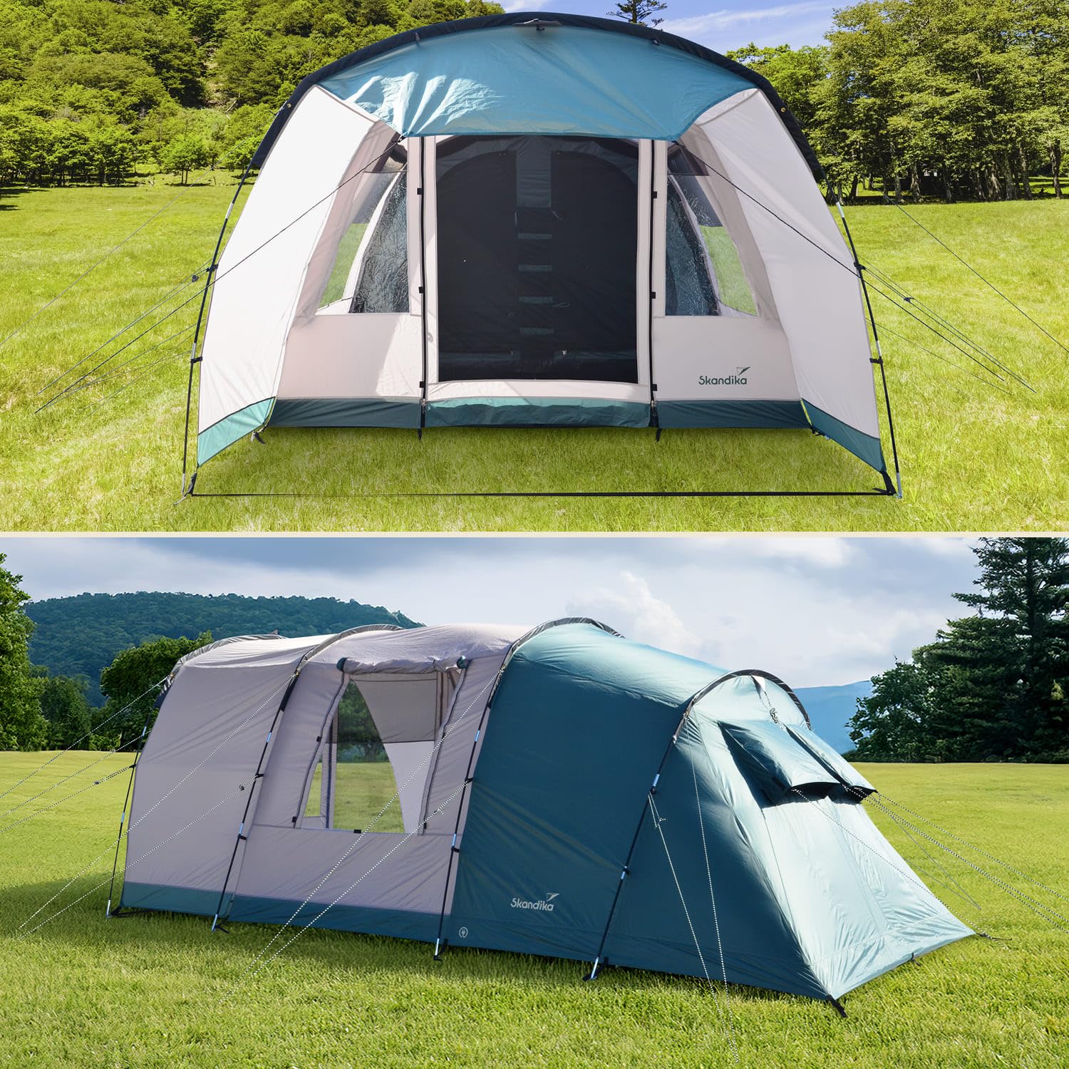 Skandika Tunnelzelt Hafslo Sleeper Protect | Zelt für Camping, 4/5/6 Personen, wasserdicht, eingenähter Zeltboden, 5000mm Wassersäule, Vorzelt, schwarze Schlafkabine | Zelte, Campingzelt, Familienzelt