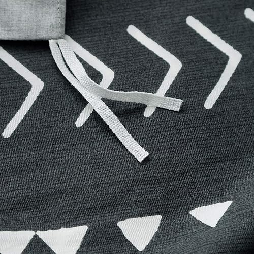 Miniatura 4 de SUSYBAO Juego de funda de edredón geométrica negra, tamaño Queen, 100% algodón, estilo azteca bohemio, juego de funda de edredón de 3 piezas, 1