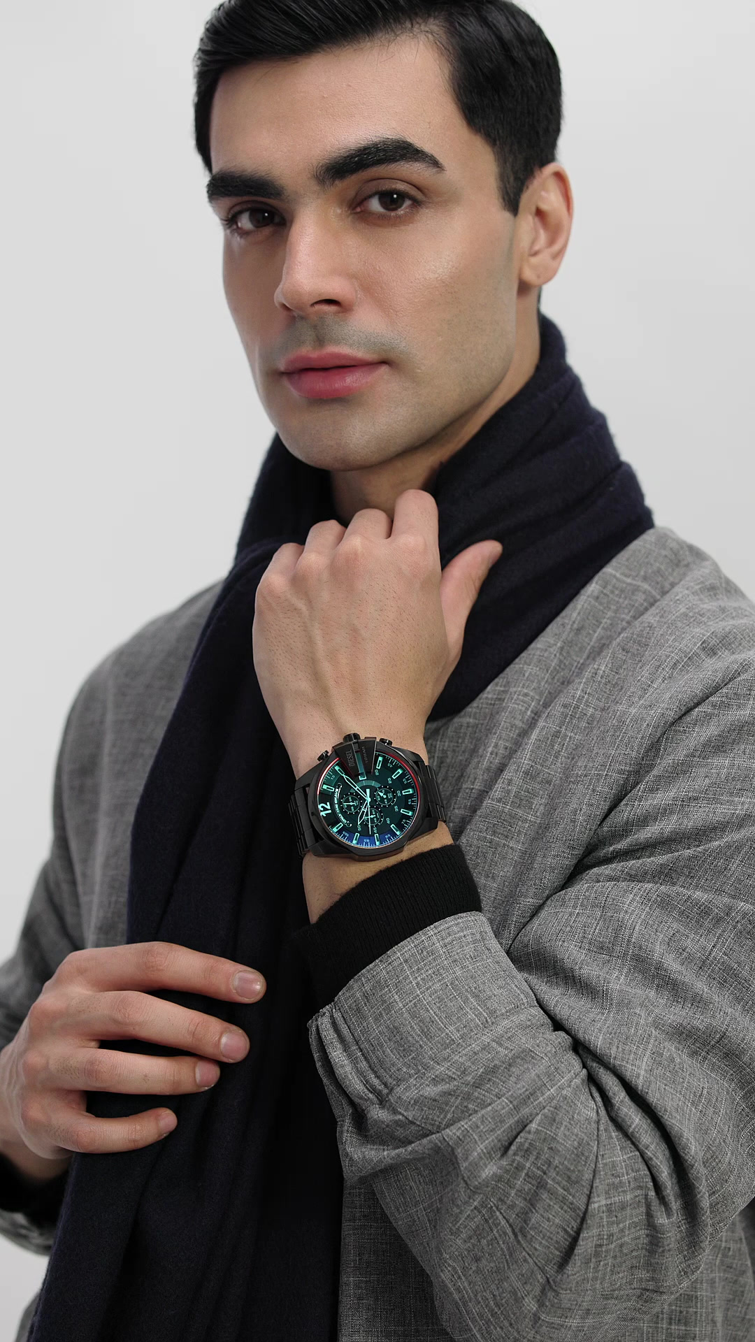 Diesel Stainless Steel Analog Red Dial Black Strap Men's Watch