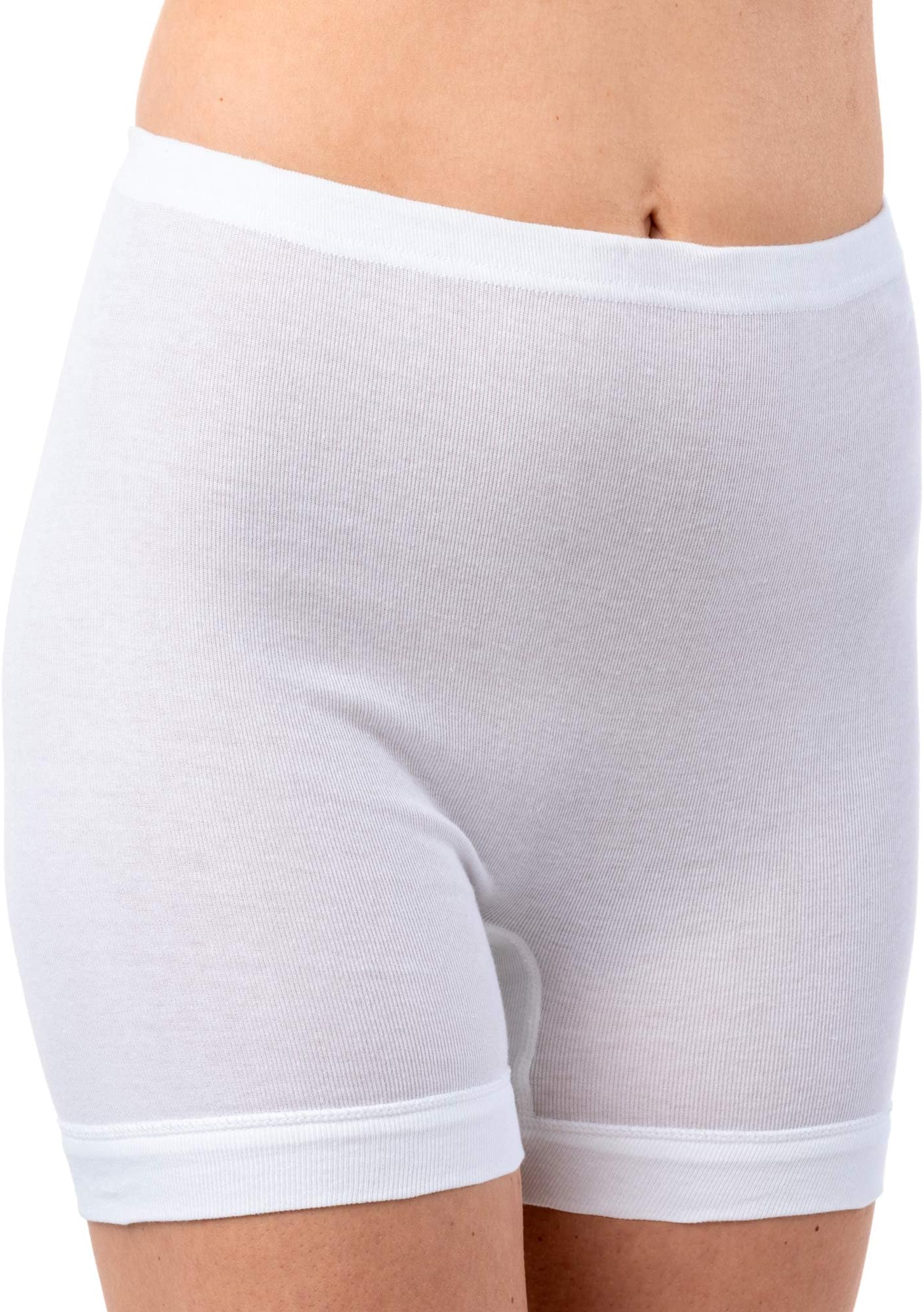 HERMKO 1900 4-Pack Ladies' Long-Leg Knickers in 100% bio-Cotton, Colour:White, Size:16 (M)