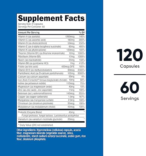 Miniatura 2 de Nutricost Multivitamínico con probióticos 120 cápsulas vegetarianas (2 botellas) - Repleto de vitaminas y minerales