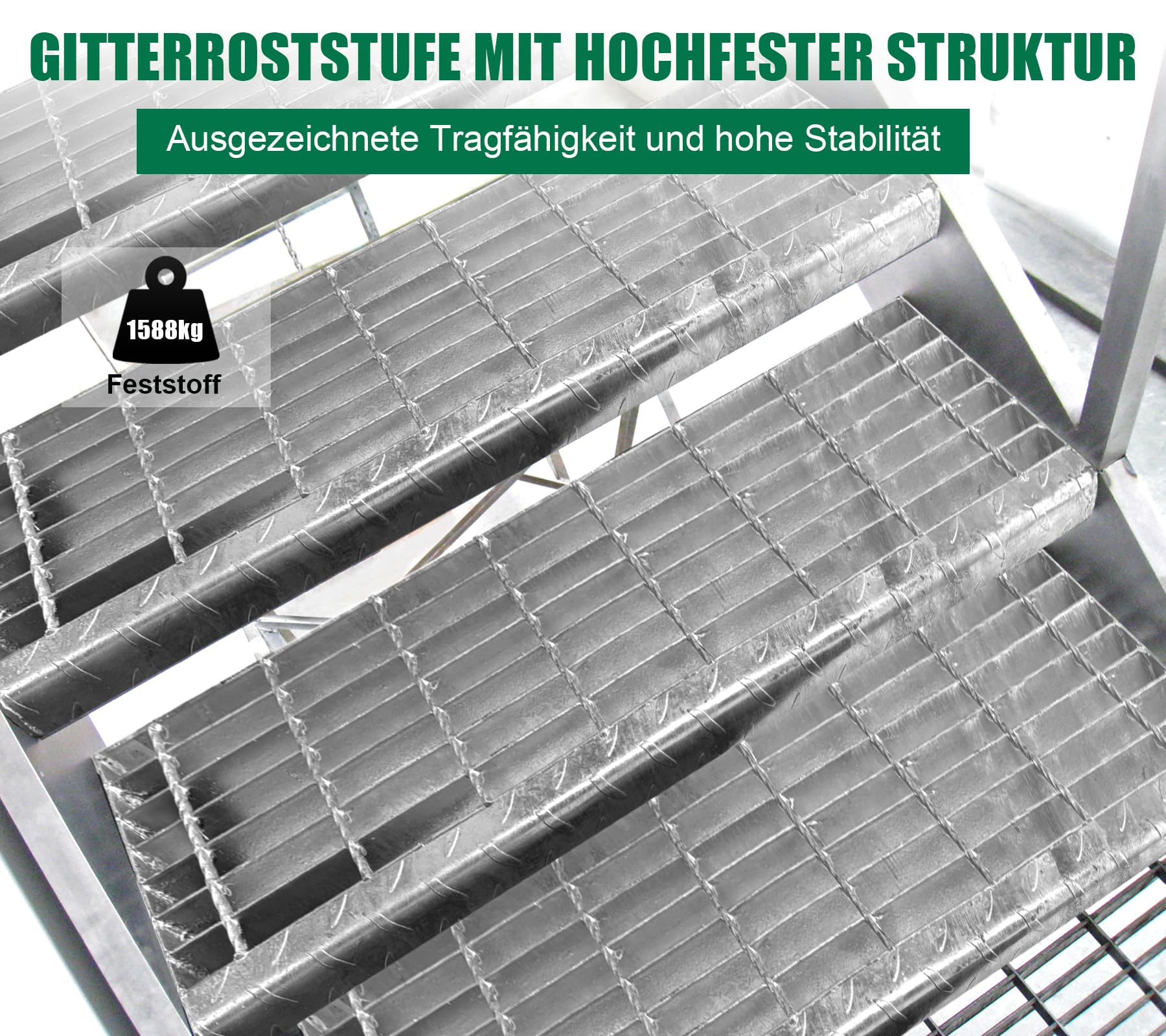 Rejilla de 240 x 1000 x 25 mm, rejilla galvanizada, antideslizante, apta para escape, fábrica, escaleras exteriores, sótano, taller, área industrial, jardín, granja