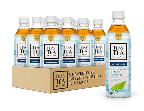 Teas' Tea Té blanco verde sin azúcar, 16.9 onzas (paquete de 12) orgánico, sin azúcar, 0 calorías