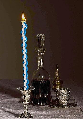 Miniatura 4 de Ner Mitzvah Vela Havdalah trenzada – Paquete de 3 – Cera de parafina redonda azul y blanca – Vela Havdallah hecha a mano – Regalo de Shabat Judaica