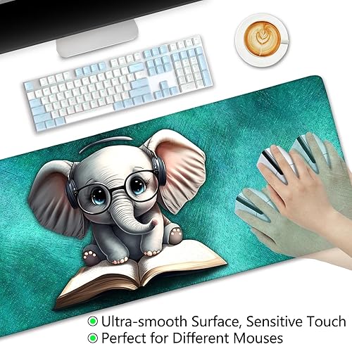Miniatura 5 de Alfombrilla de mouse de elefante para escritorio, bonita alfombrilla de escritorio, alfombrilla de mouse grande antideslizante para computadora,