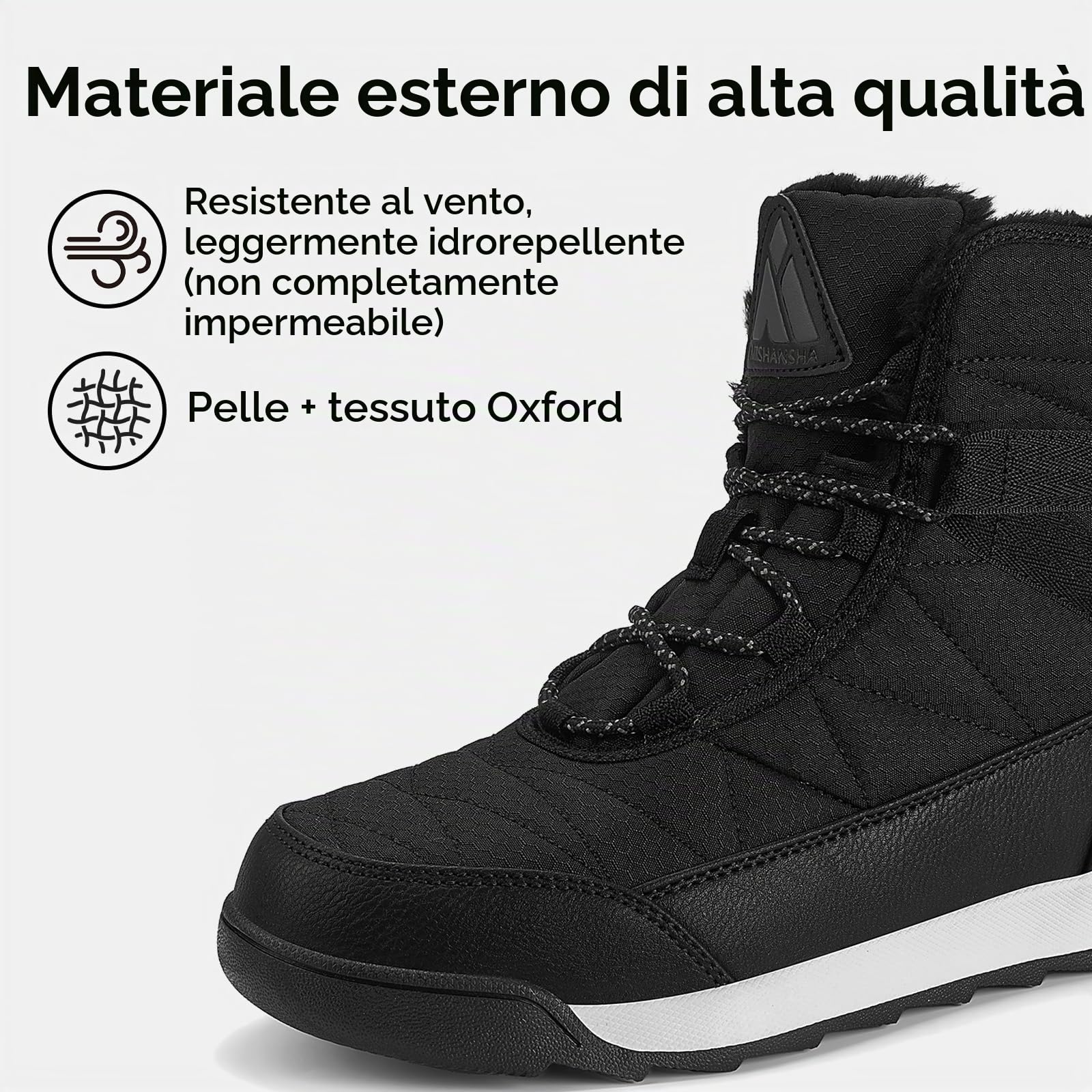 Mishansha Stivali da Neve Donna Fodera Calda Pelliccia Stivaletti Outdoor Trekking Antiscivolo Invernali Scarpe Nerointenso 39 EU
