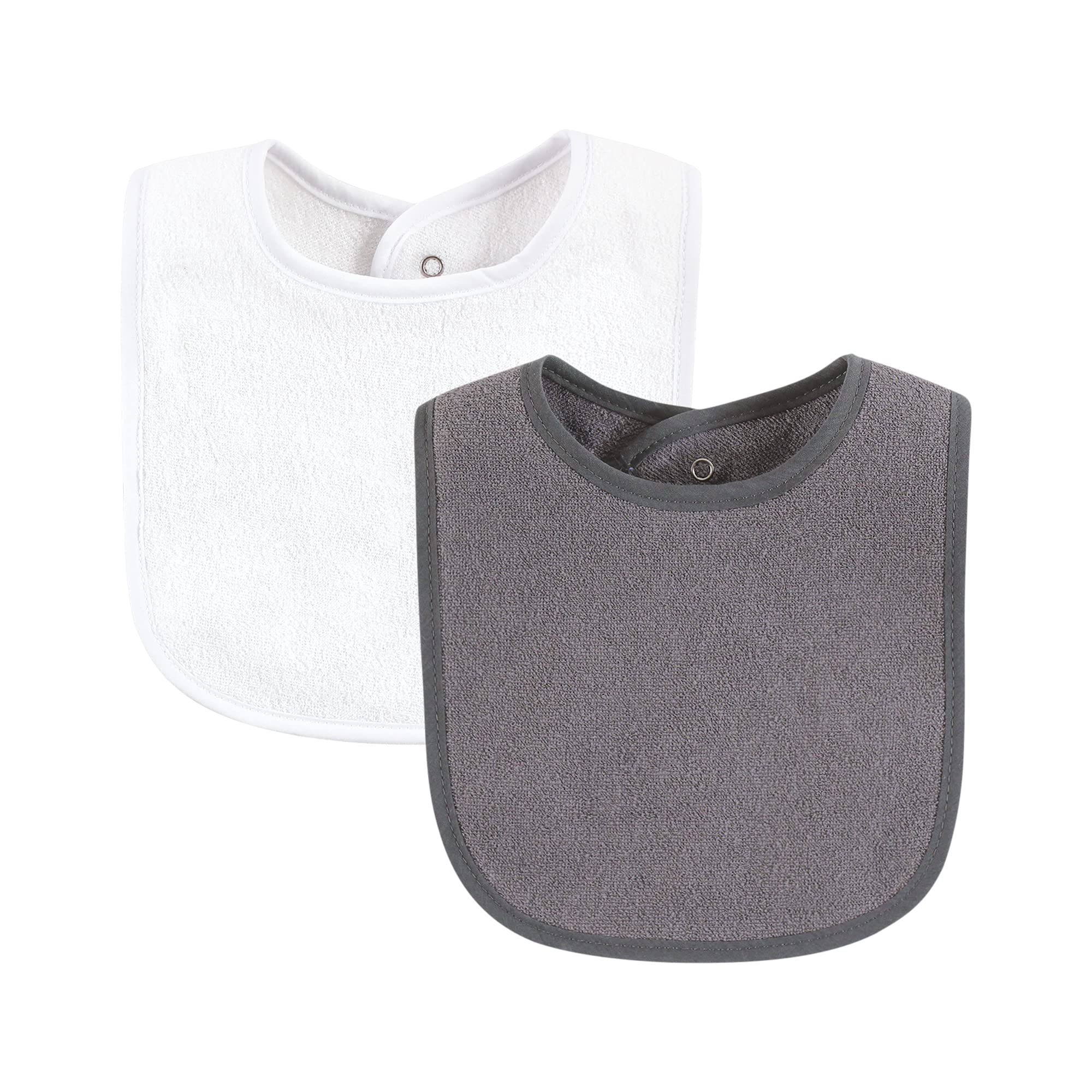 Hudson Baby Unisex Baby Drooler Bib with Waterproof Lining, Gray Orange, One Size