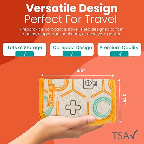 Miniatura 5 de Kit de primeros auxilios de viaje para niños  Mini coche, bolso, mochila o bolsa de pañales, 75 piezas de medicamentos incluye todos los suministros