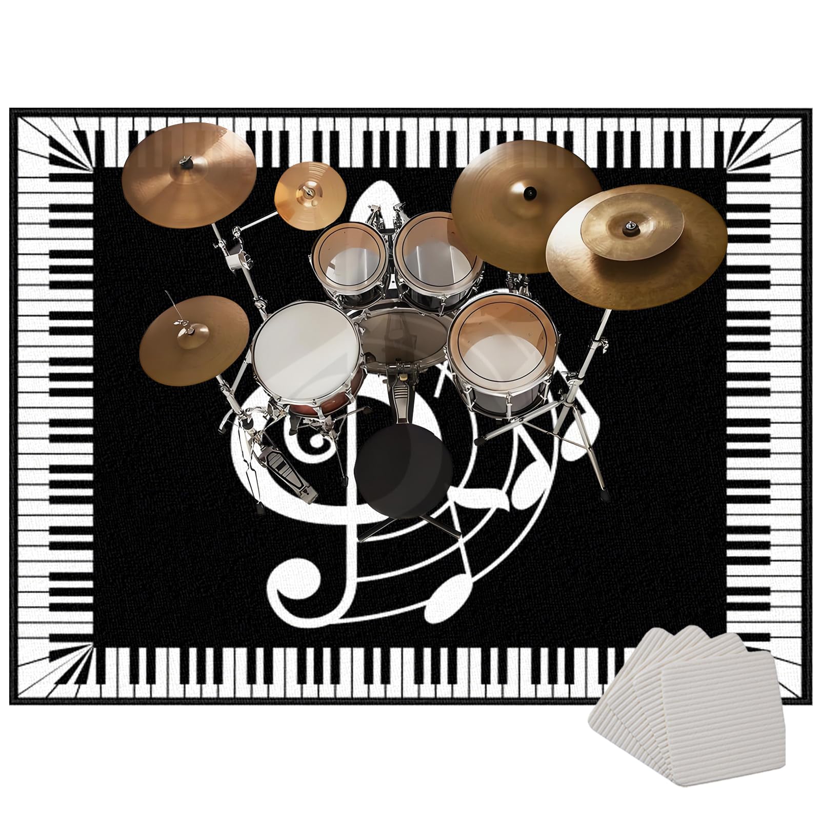 Drum Rug Drum Mat Soundproof Mat 230 x 180 cm Drum Carpet Non-Slip Drum Carpets Professional Rectangle Drum Rugs For Percussion Electronic Drums Bass Drum Snare Drums Kit Etc Musical Instruments Mat
