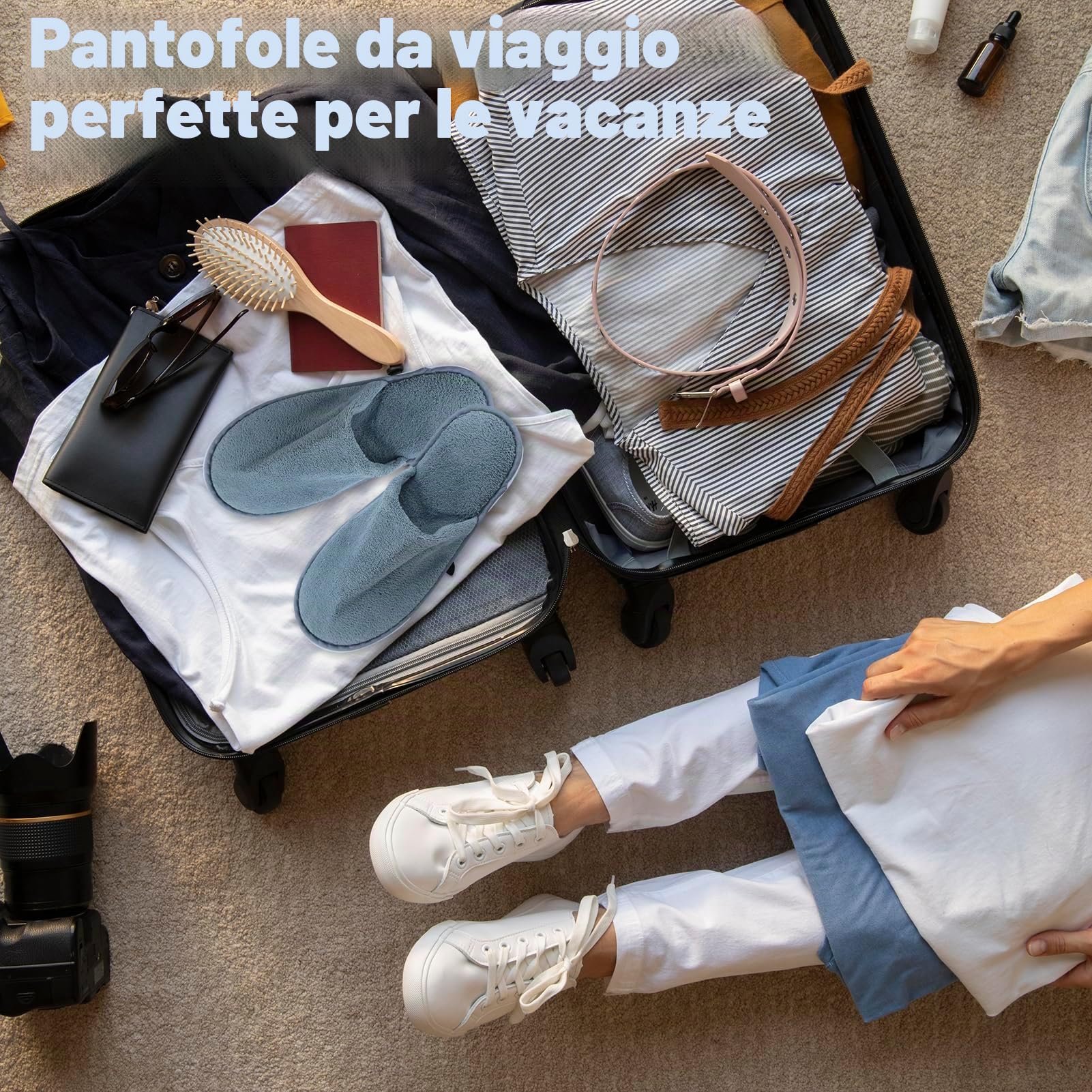4 Paia Ciabatte Monouso per Hotel e Ospiti in Coral Velvet, Pantofole Punta Chiuse per Casa, Spa, Bagno, Uomini e Donne, Travel Home