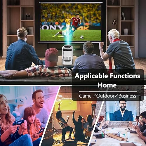 Miniatura 6 de Unitedtime Proyector con soporte integrado con WiFi y Bluetooth nativo 1080p soporte 4K, para cine en casa compatible con HDMI, USB, PC, TV Box, iOS