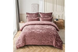 Distressed Velvet Comforter Set: Indulge in Mauve Opulence