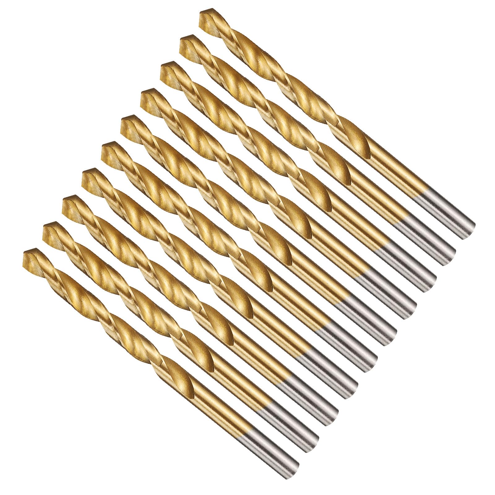 METALLIXITY Drill Bit (1/4") 10Pcs, 4241 High-Speed Steel Straight Shank Titanium Nitride (TiN) Coated 118° for Wood Plastic Iron Copper Aluminum Low