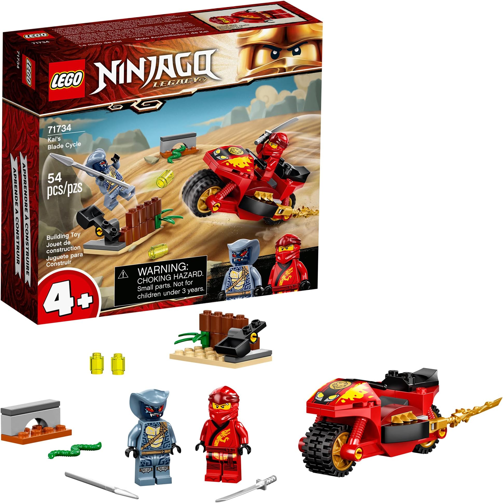 NINJAGO Legacy Kai's Blade Cycle 71734 Ninja Motorcycle Playset Building Kit, Featuring NINJAGO Kai and a Snake; New 2021 (54 Pieces)