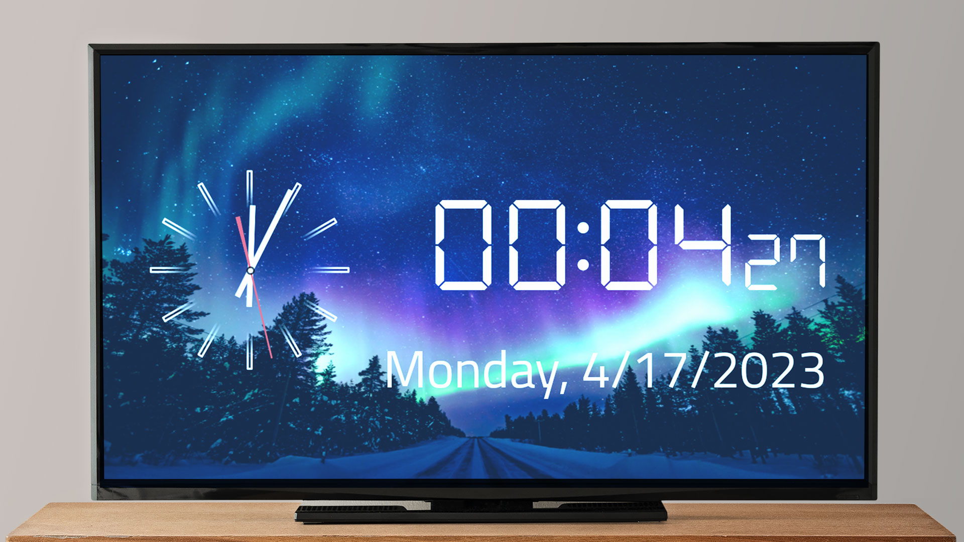 Northern Lights Timepiece NatureInspired Analog & Digital Clock