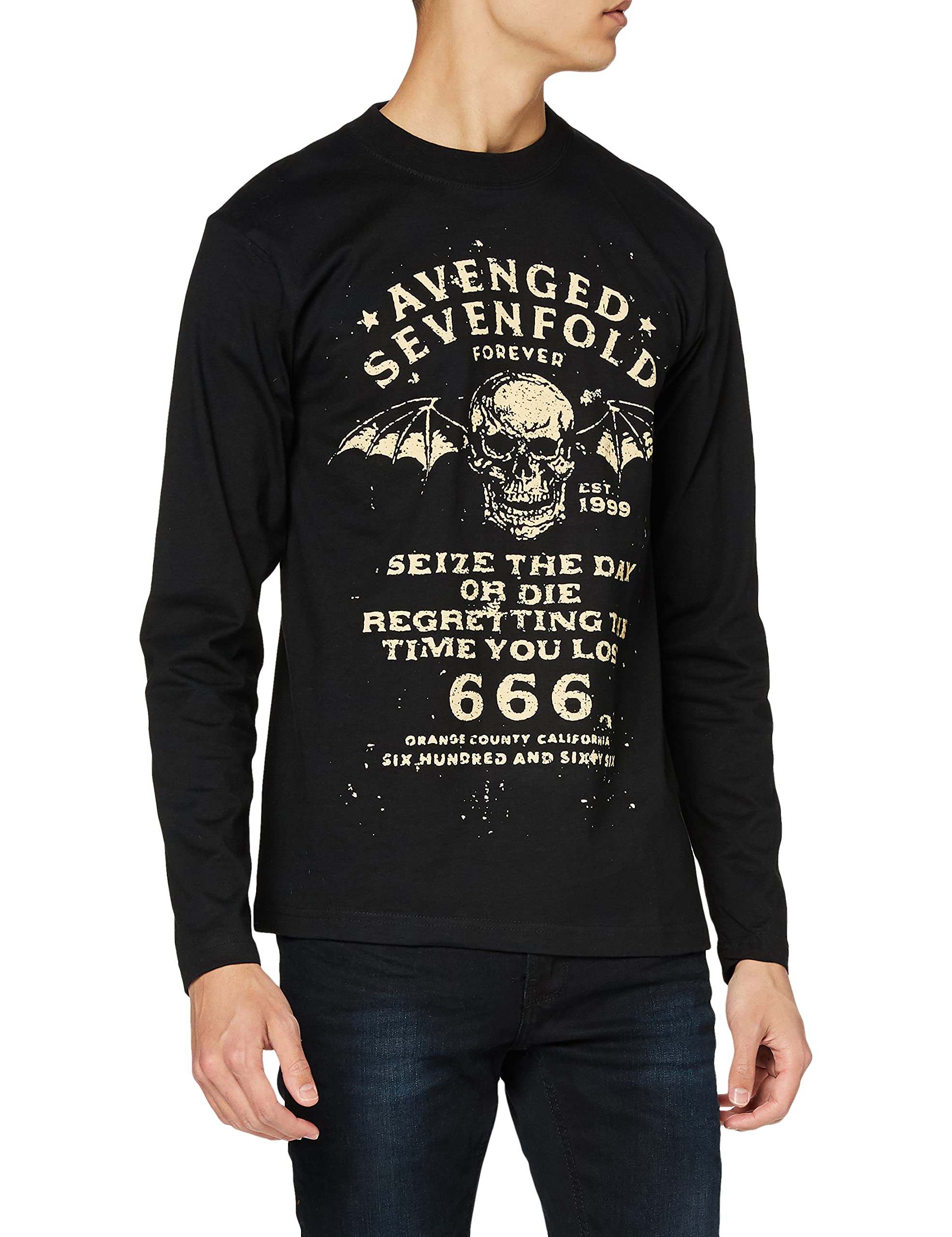 Avenged Seven Fold Men's Avenged Sevenfold Seize the Day T-Shirt, Black (Black Black), Xx-Large