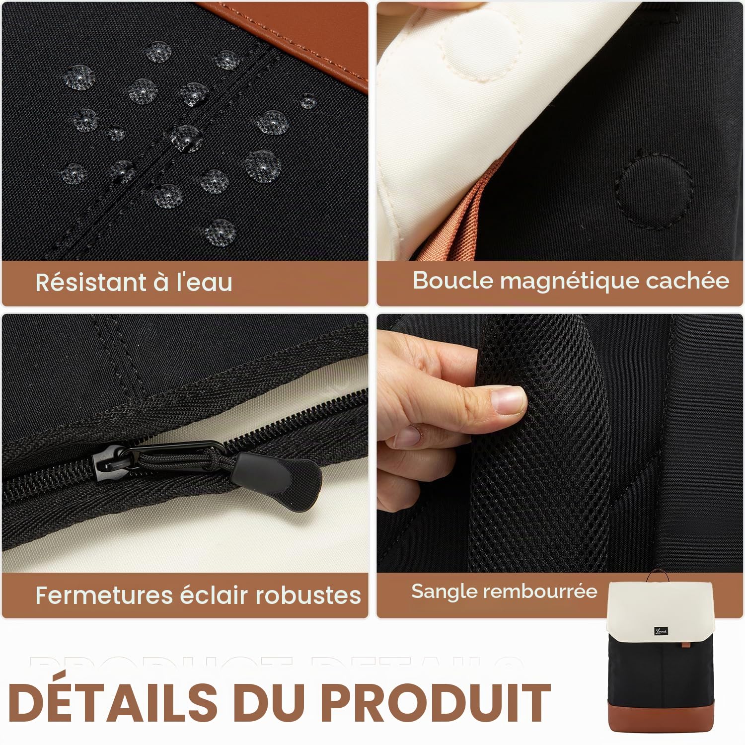 LOVEVOOK Sac a Dos Femme, 15.6 Pouces Sac à Dos Ordinateur Portable Voyage, Sac Travail Antivol pour Ordi Pc Etanche, Travel Backpack Pakkable pour Voyage Loisir Travail Affaire College École Noir