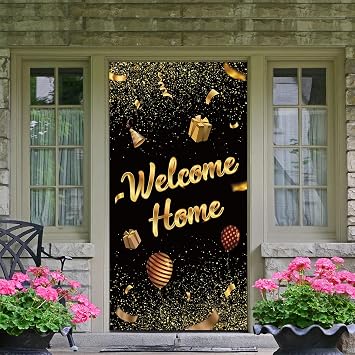 Dill-Dall Welcome Home Door Banner, Housewarming Patriotic Military Decorations, Family Party Supplies, Welcome Back Photo Props