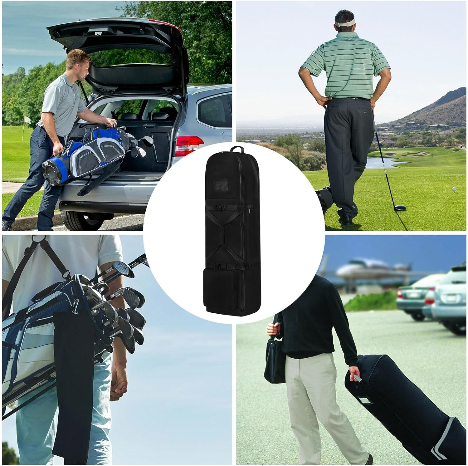 Golf Travel Case - Airplane Golf Bag, Rolling Carrier Cover | Foldable Waterproof Wheel Organizer for Driving Range Storage Men Women Portable Equipment Transport Outdoor Touring Practice