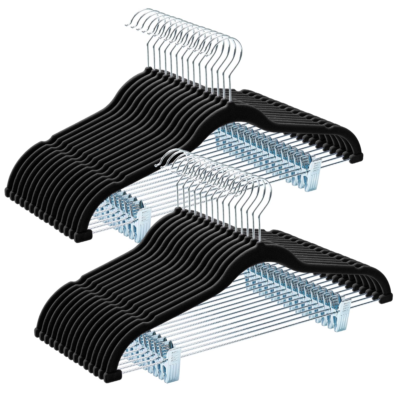 House Day Samt-Kleiderbügel mit verstellbaren Clips, 30 Stück, Rutschfester Anzug-Organizer mit 360°-Haken, robuster Kleiderbügel für Hosen, Röcke, Blusen, Kleider, Outfit-Kleider, für alle