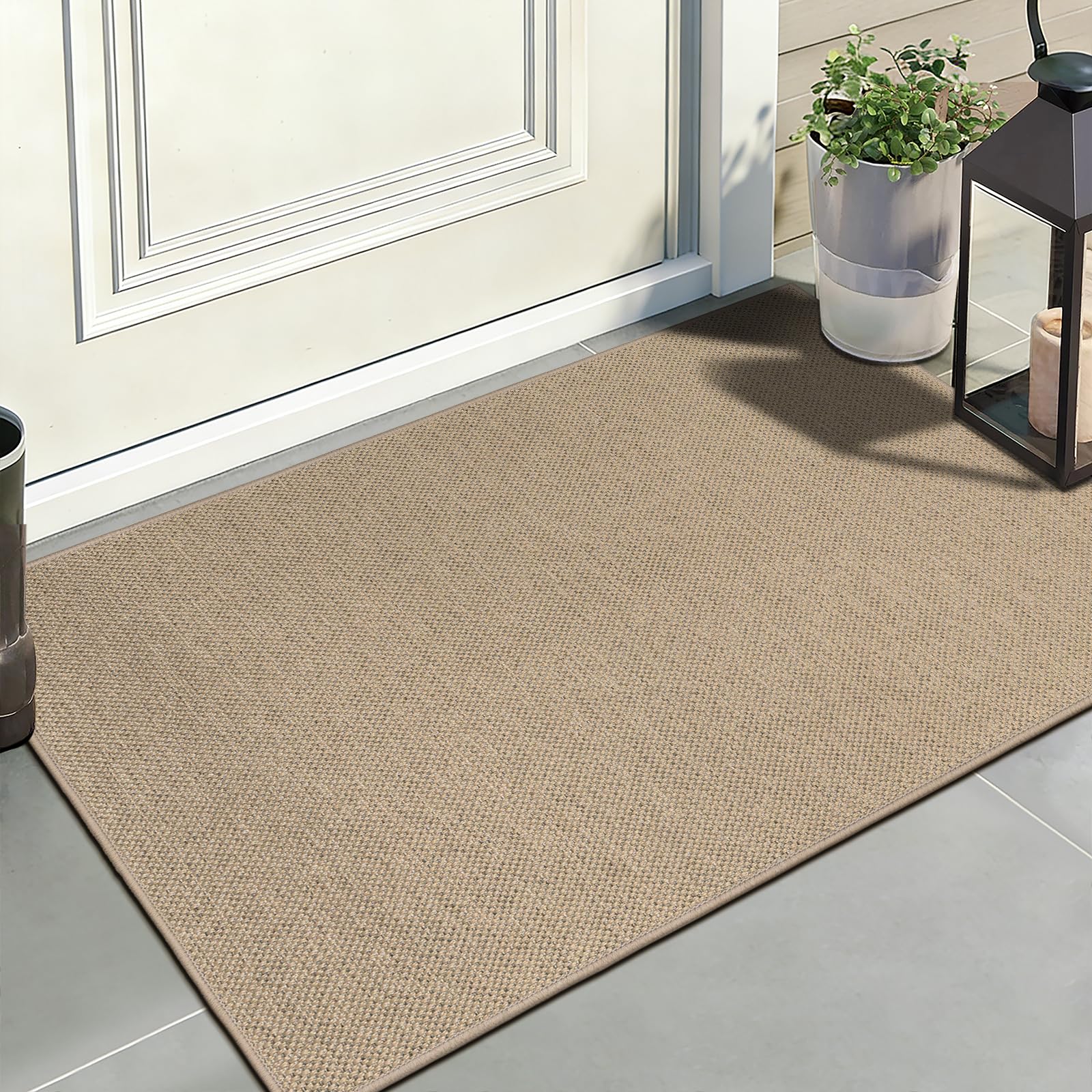 Capslpad Dirt Trapper Door Mat 60x90cm, Non-Slip Door Mat Indoor, Machine Washable Entrance Rug, Jute Look Durable Inside Floor Mat for Entryway, Front Back Door, Muddy Wet Shoes and Paws, Natural — image 1