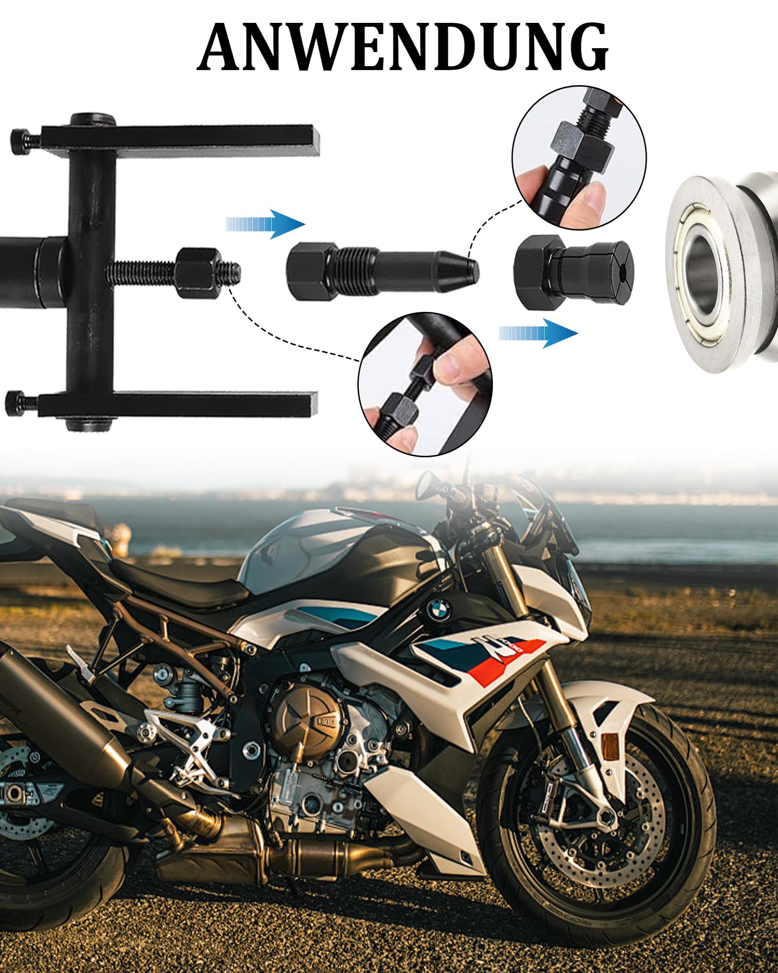Set Estrattore Cuscinetti Interni 10 Pezzi: 8-25 mm Attrezzo Estrattore Cuscinetti Ruota Strumento di smontaggio del Cuscinetto Interno con Scatola per Cambio Auto Camion Moto
