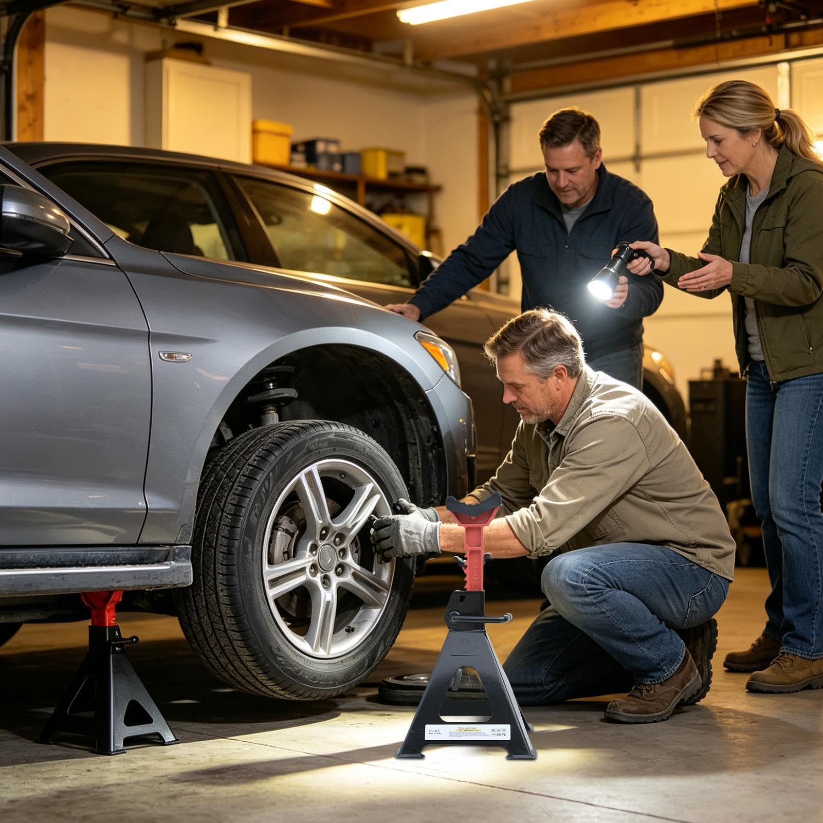 Caballetes 3 Toneladas 3/6 Toneladas Trabajo Pesado Altura Ajustable Con | Caballetes Elevadores para Automóvil Para Remolques Camiones Vehículos Automoción SUV Motocicletas Gara