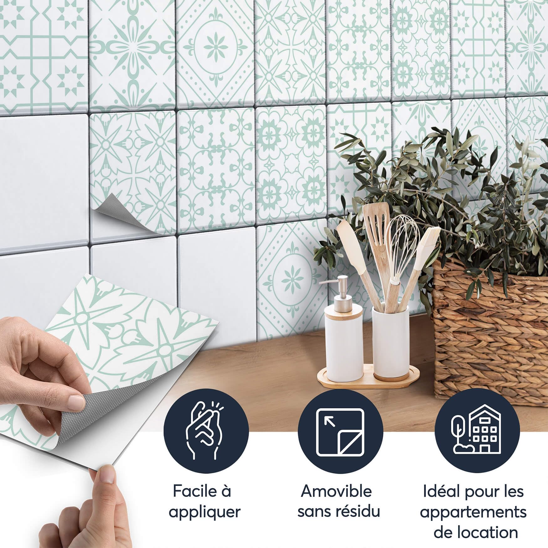 Carrelage Autocollant - Recouvrir Carrelage Salle De Bain Et Carreaux Cuisine I Film Adhésif Décoratif - Stickers Carrelage (15x20 Cm I 6 - Pièces