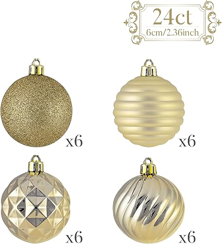 Miniatura 123 de Valery Madelyn Juego de adornos de Navidad para árbol de Navidad, 24 quilates, adornos de bolas inastillables de color azul marino, adorno colgante