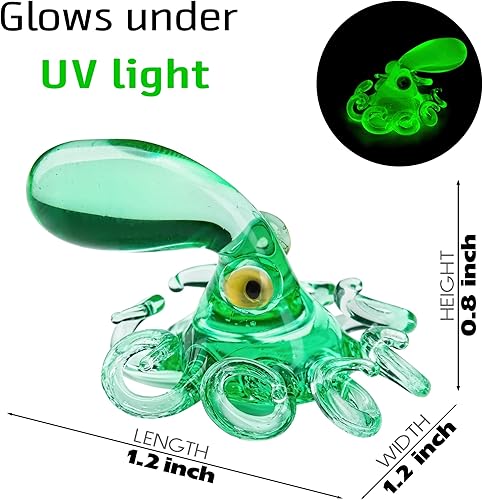 Miniatura 2 de Estatuilla de cristal de uranio verde pulpo escultura de criatura marina de Murano verde brillante