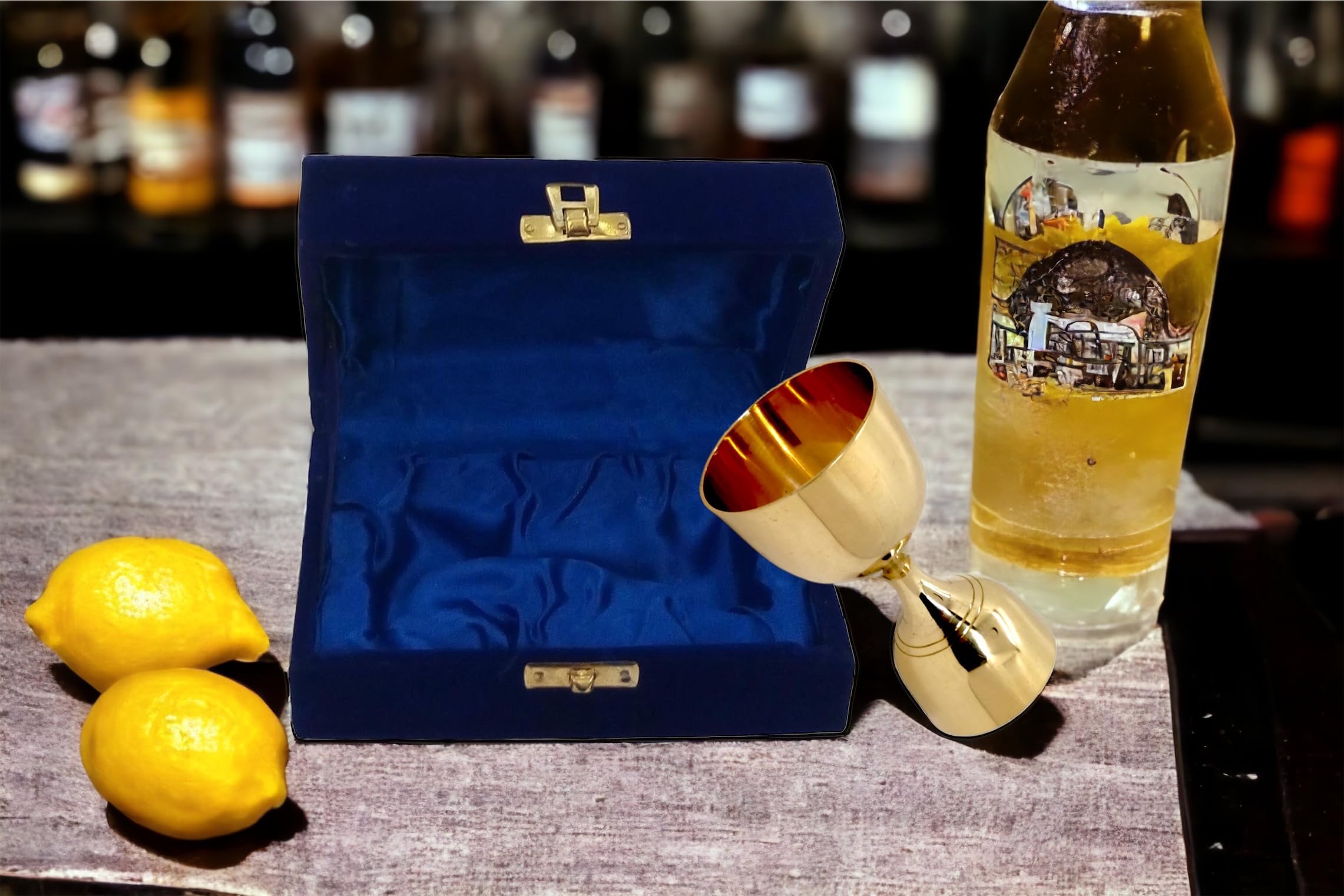 Akanksha Arts Golden Shade, Made of Brass- 30 ml / 60 ml Peg Measure - with Decorative Box 3