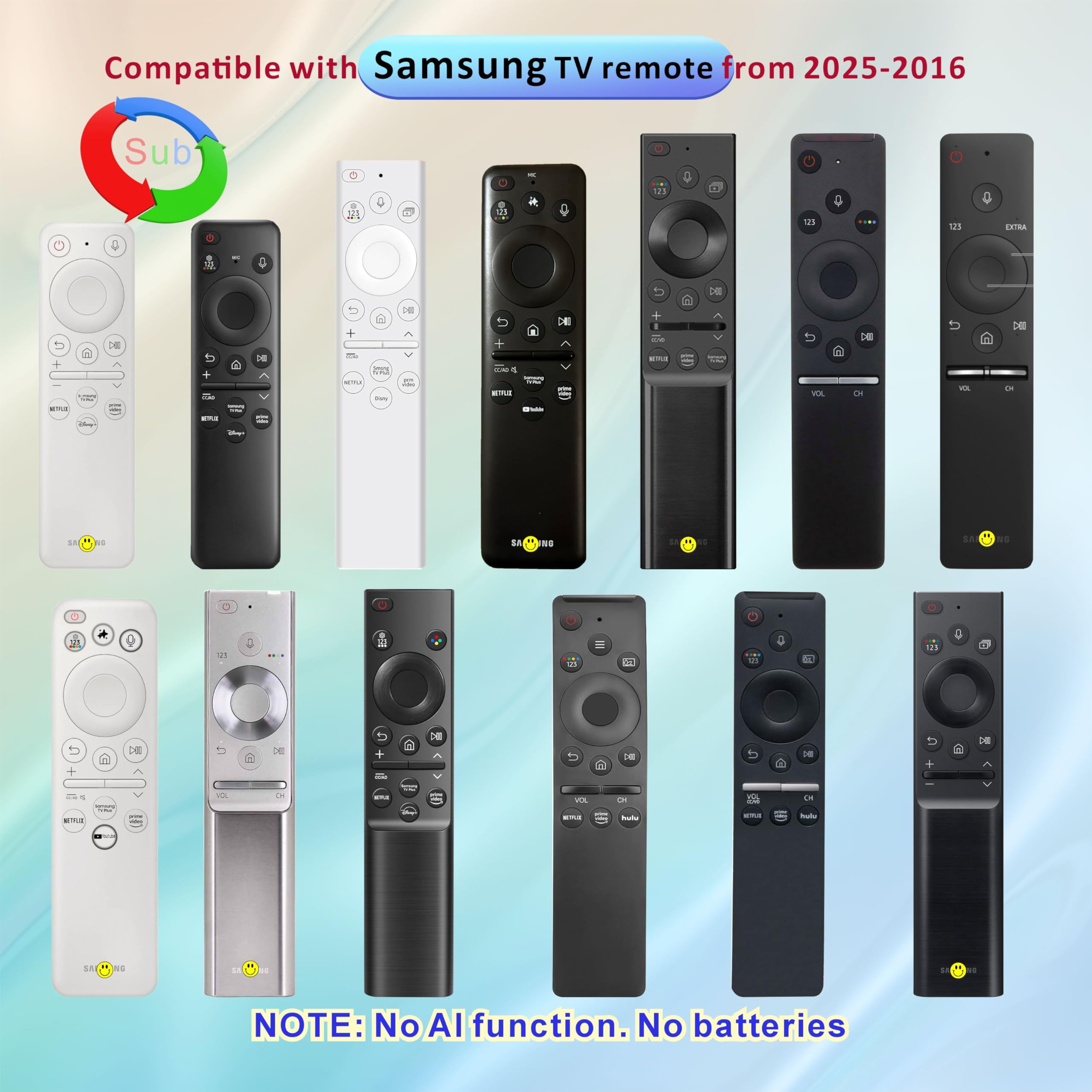 Zamiennik pilota Samsung TV do telewizorów Smart TV (modele 2025-2018) ze sterowaniem głosowym - kompatybilny z Frame TV, QLED, UHD i innymi | Uniwersalny pilot Samsung