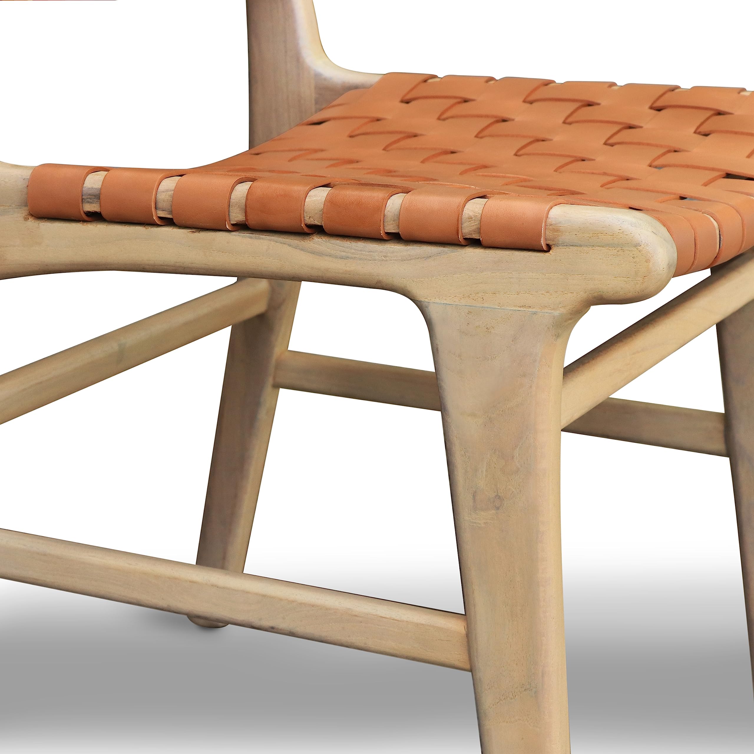 Amazon.com - Poly & BARK Banda Teak & Leather Dining Chair