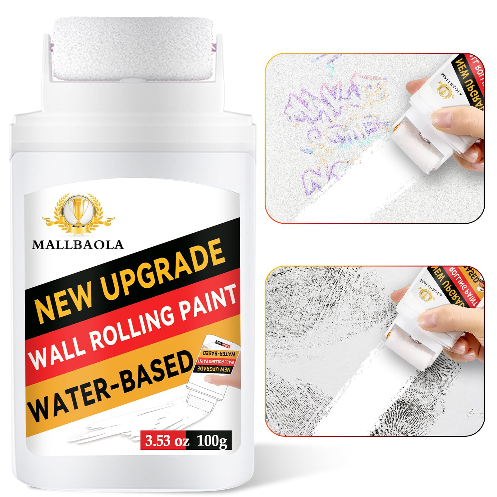 Rullo per Vernice Bianca, Vernice Bianca Muro Interno, Portatile Rullo per Pittura, Vernice Bianca a Rapida Asciugatura a Base d'Acqua, Rullo Pittura pittura da parete per pareti
