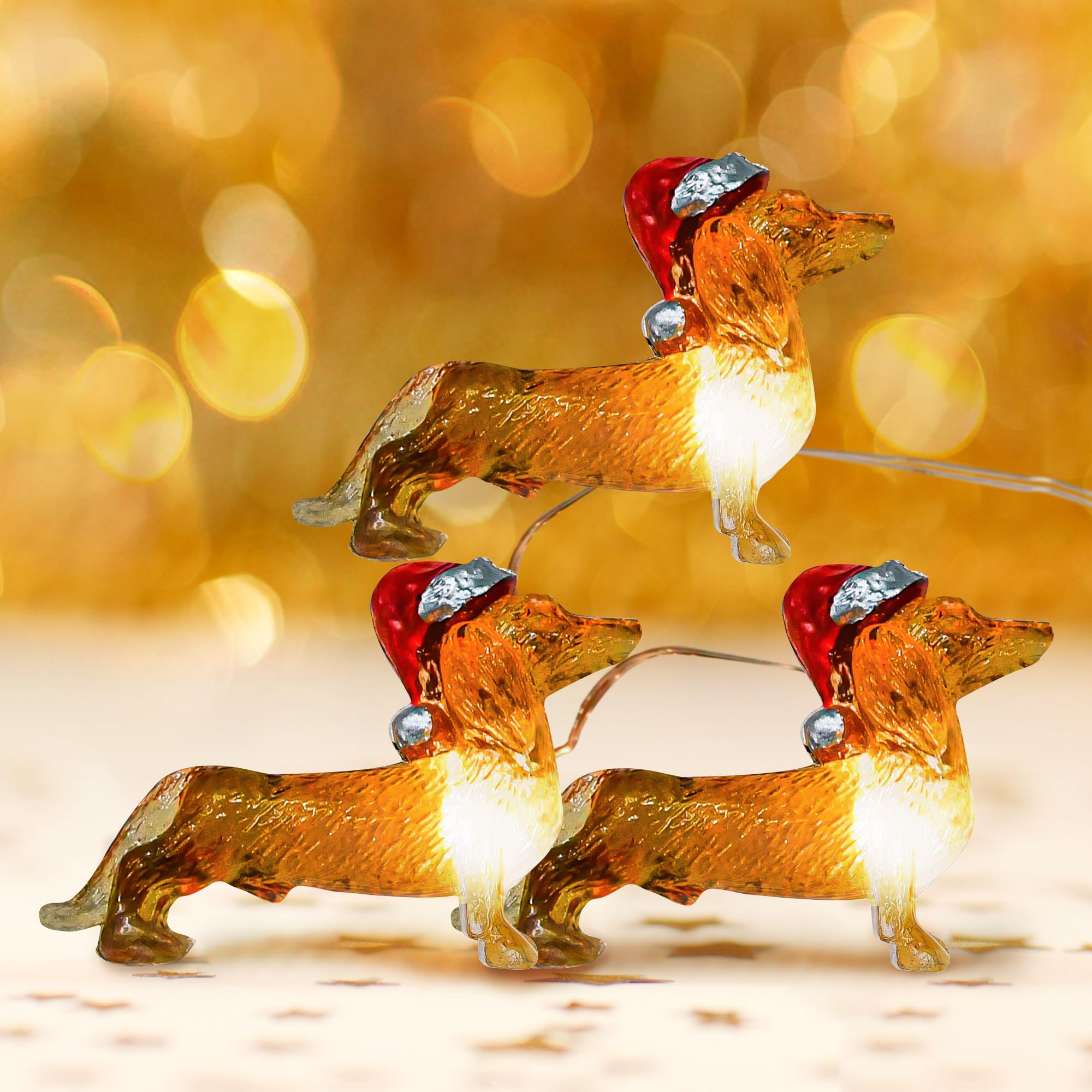 Haosonw Dachshund Dog String Lights, 10Ft 30 LEDs Pet Dog Twinkle Lights, USB & Battery Operated Dachshund Christmas Lights with Remote Timer for Wedding Party Christmas Tree New Year Home Decor